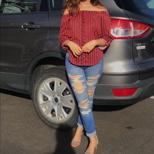 Button down red shirt